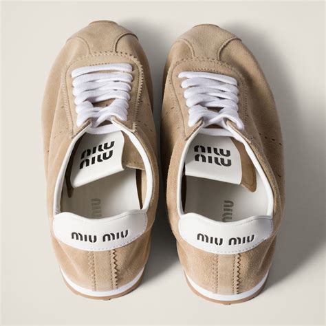 miu miu overknee suede|Desert Beige Plume Suede Sneakers .